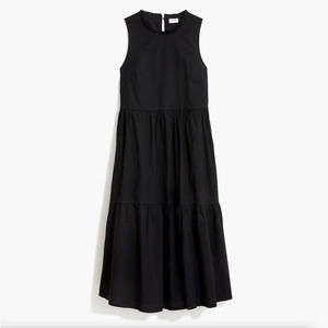 J. Crew Classic Black Sleeveless Midi Dress